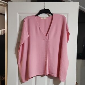 Pink V-Neck Women's Top